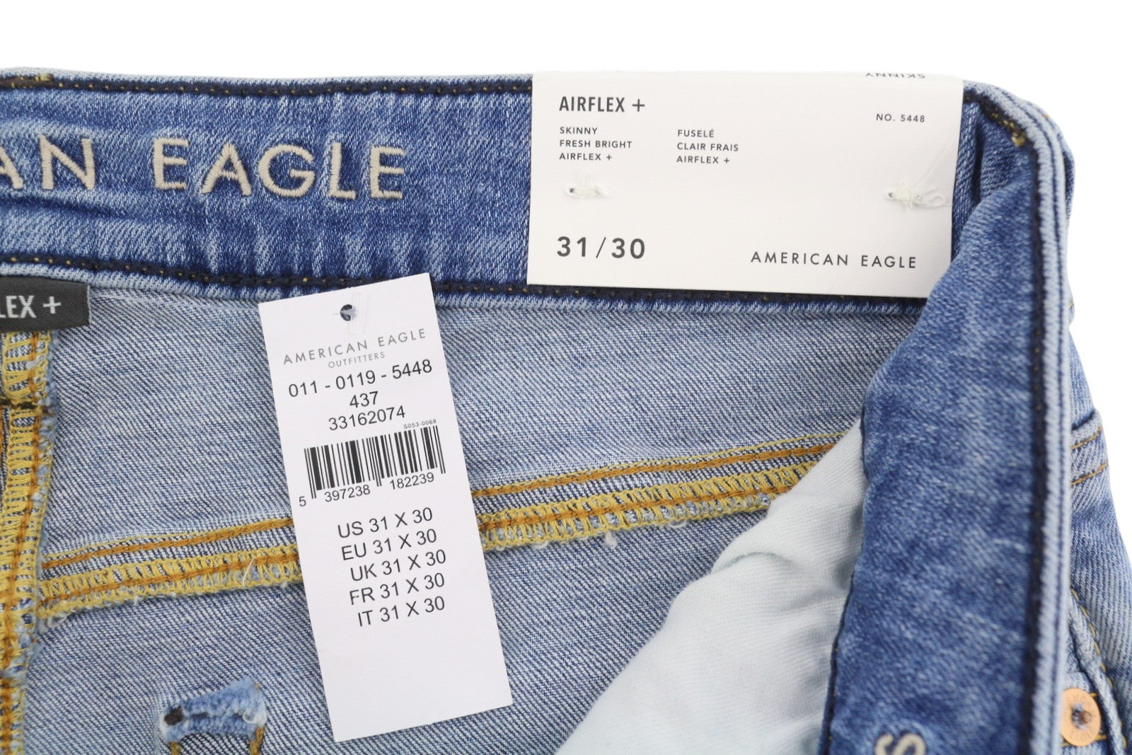 American Eagle Outfitters Airflex+ Skinny Fresh Bright Men Jeansfaded