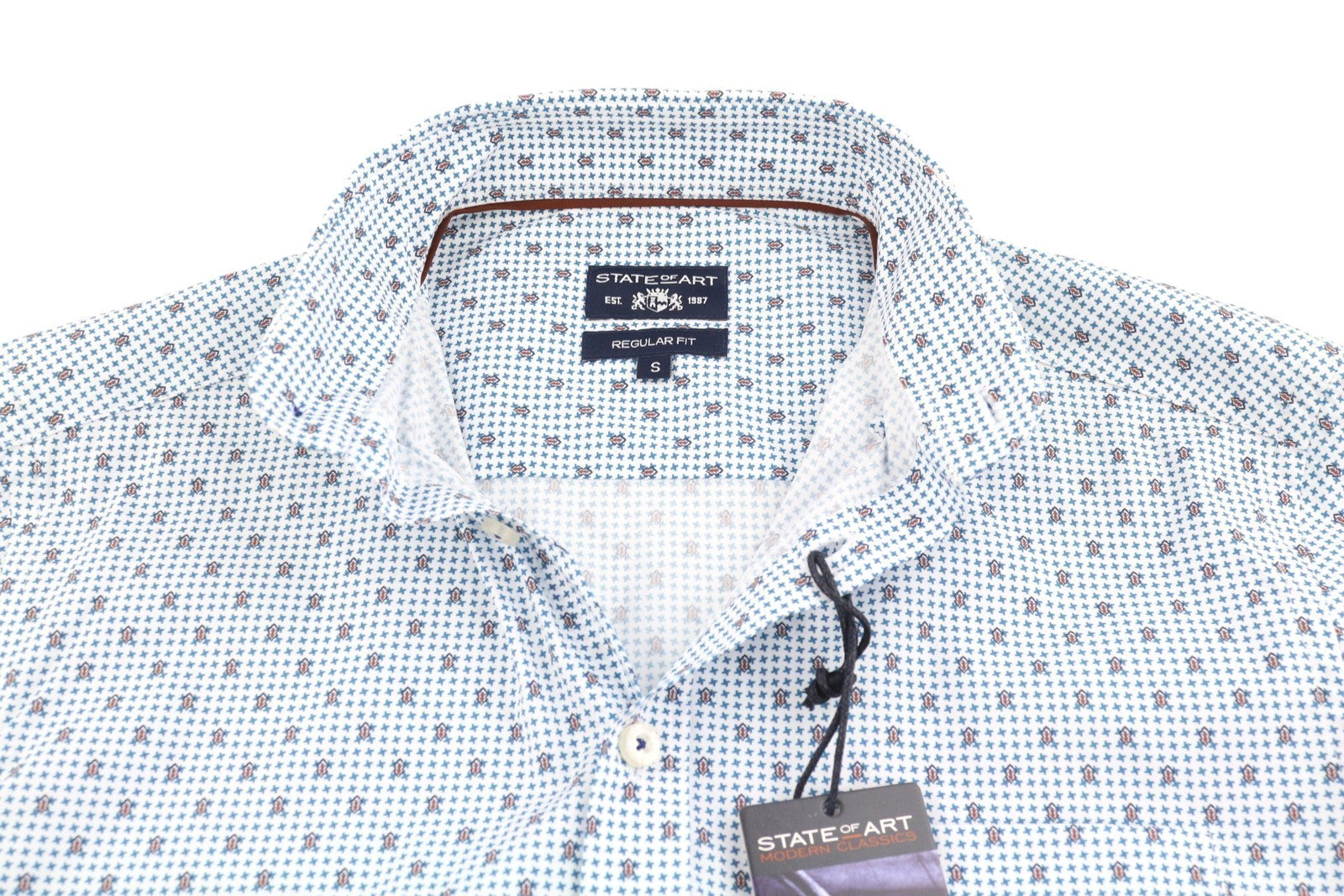 State Of Art Regular Fit Men Shirtwhite Patterned Button-down Neck