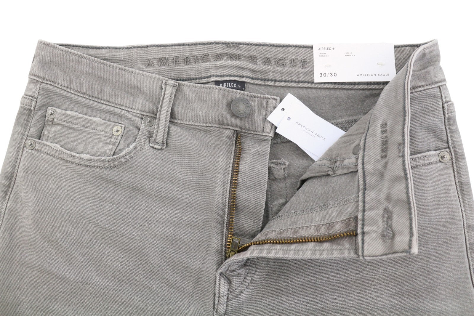 American Eagle Outfitters Skinny Ariflex+ Férfi Jeansgrey Whiskers Faded