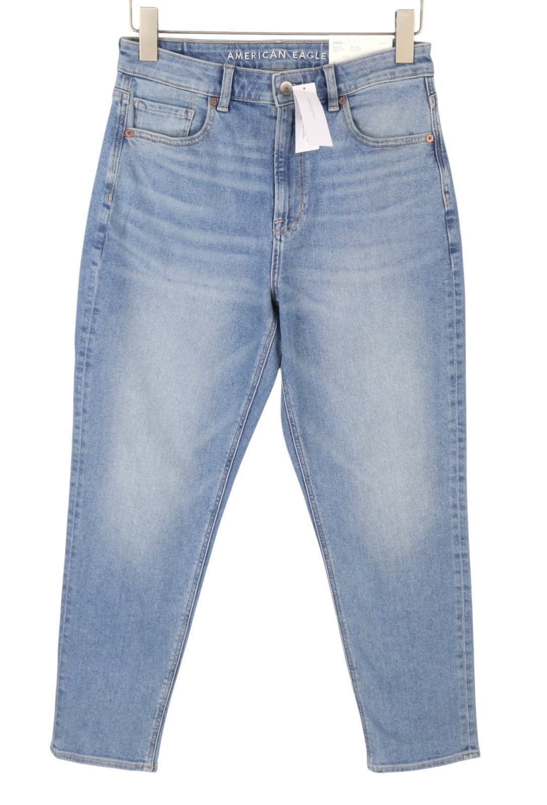 American Eagle Outfitters Mom Washed Blue Stretch Women Jeanswhiskers