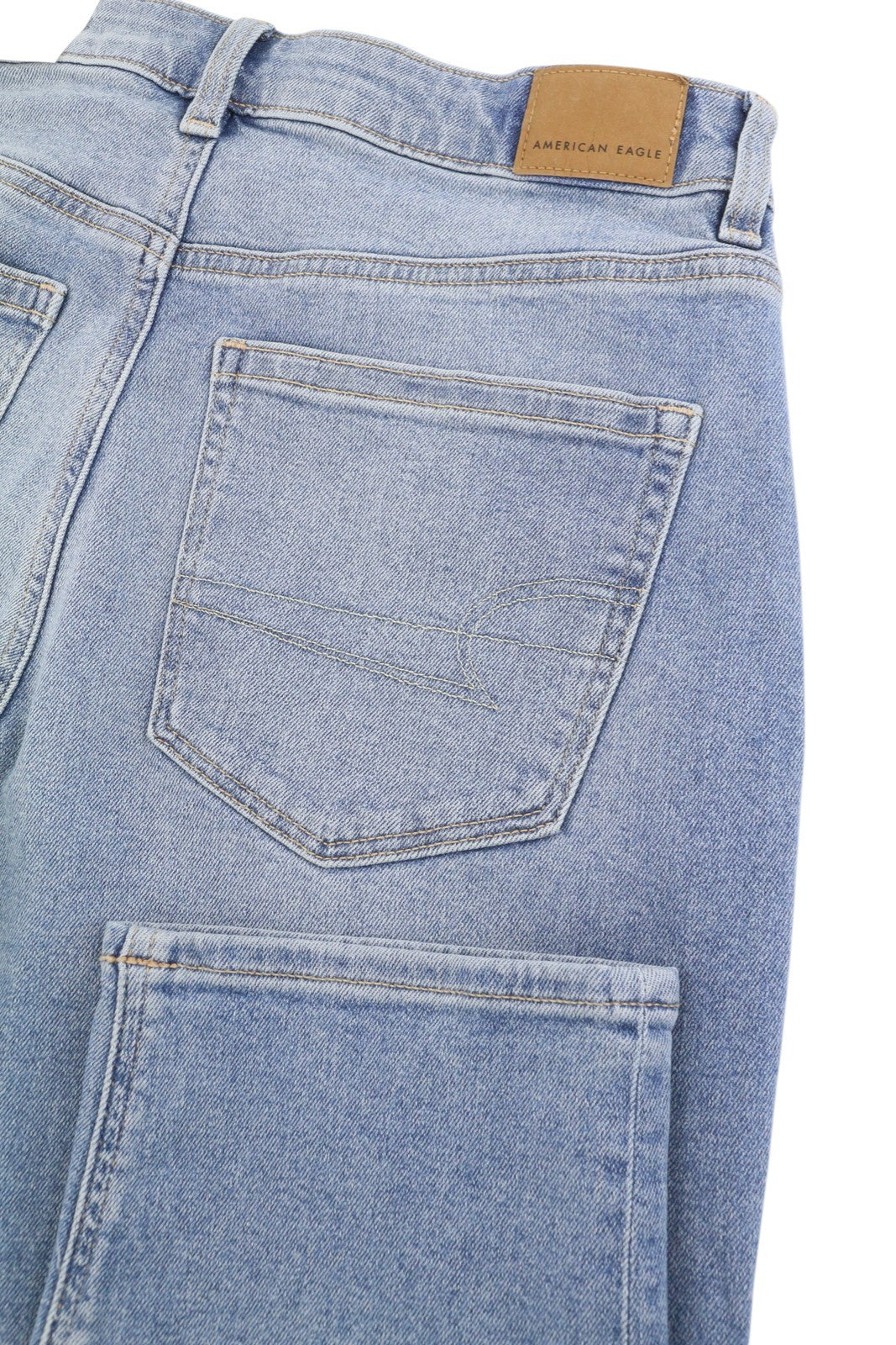 American Eagle Outfitters Mom Washed Blue Stretch Women Jeanswhiskers