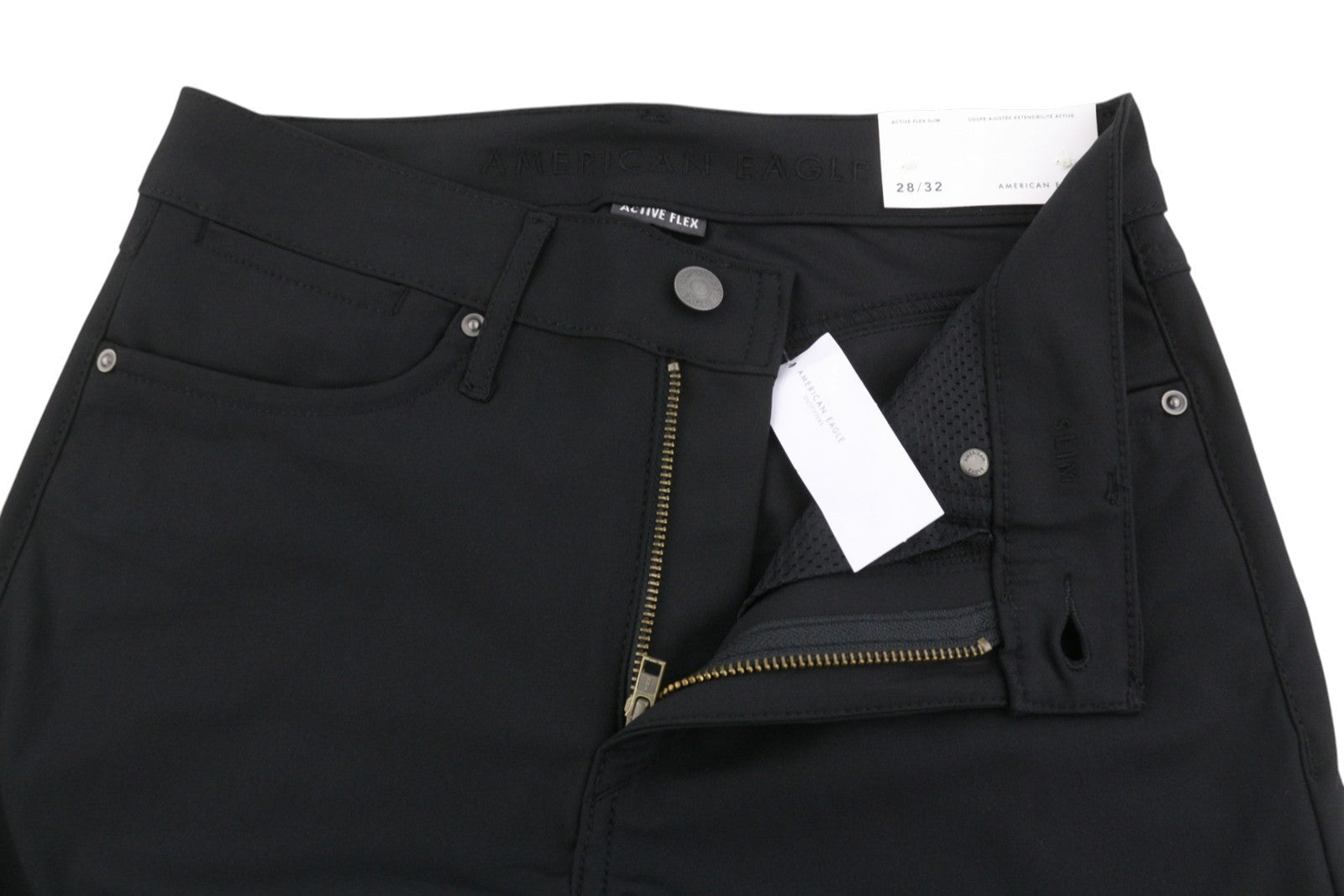 Pantaloni da uomo American Eagle Outfitters Active Flex Slim neri con cerniera
