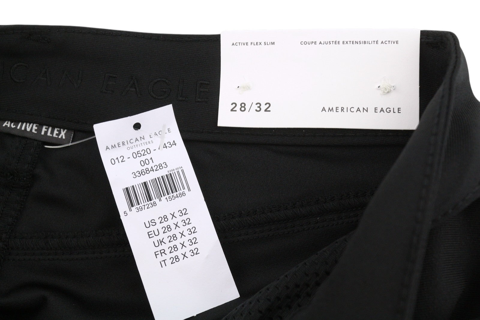Pantaloni da uomo American Eagle Outfitters Active Flex Slim neri con cerniera