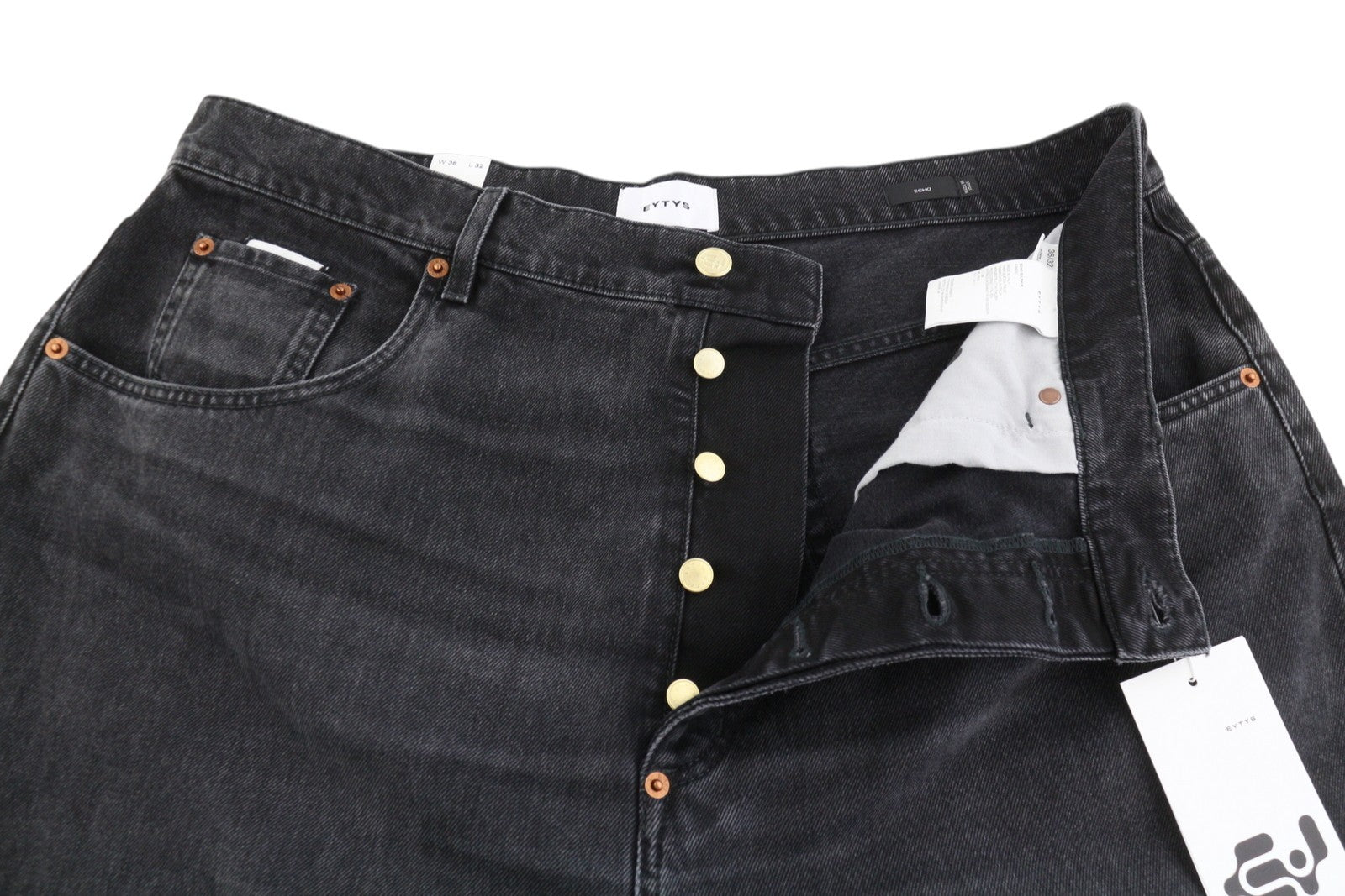 Eytys Echo Sulphur Ultra Baggy Fit Jeans da uomo neri sbiaditi unisex Rrp370