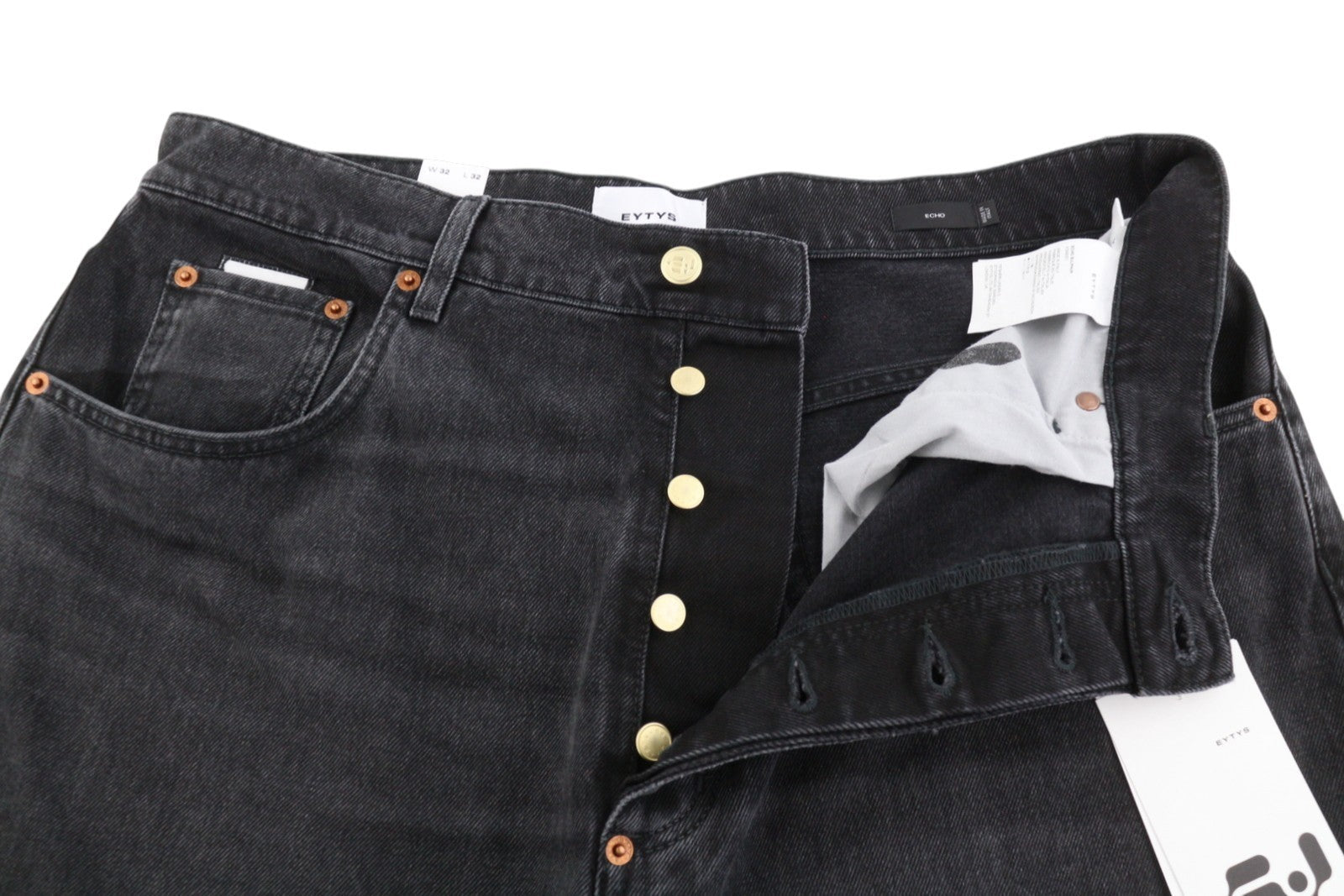 Eytys Echo Sulphur Ultra Baggy Fit Jeans da uomo neri sbiaditi unisex Rrp370
