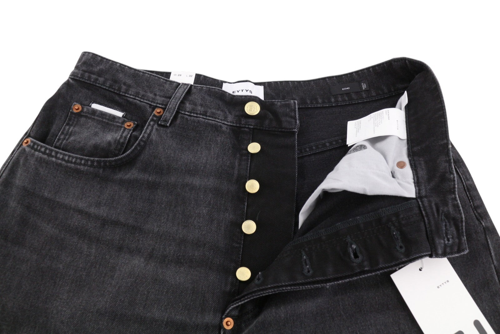 Eytys Echo Sulphur Ultra Baggy Fit Women Jeansblack Faded Unisex Rrp370