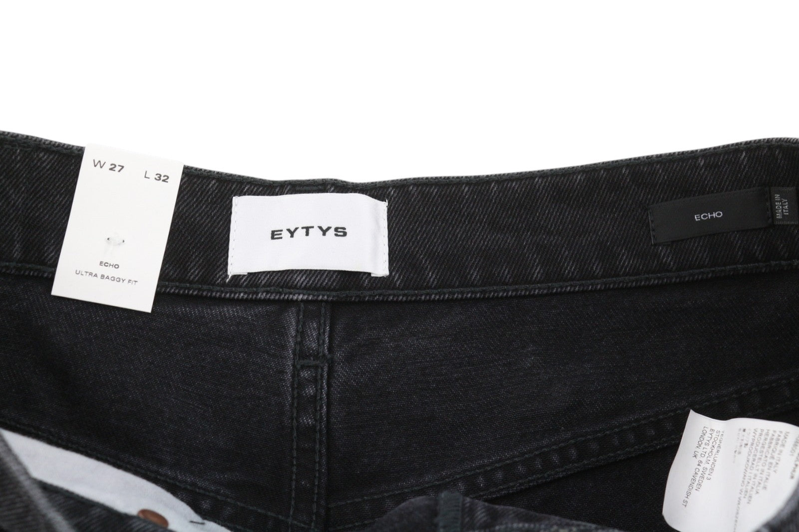 Eytys Echo Sulphur Ultra Baggy Fit Women Jeansblack Faded Rrp370