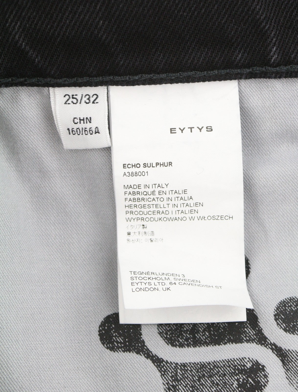 Eytys Echo Sulphur Ultra Baggy Fit Femme Jeansnoir Délavé Rrp370