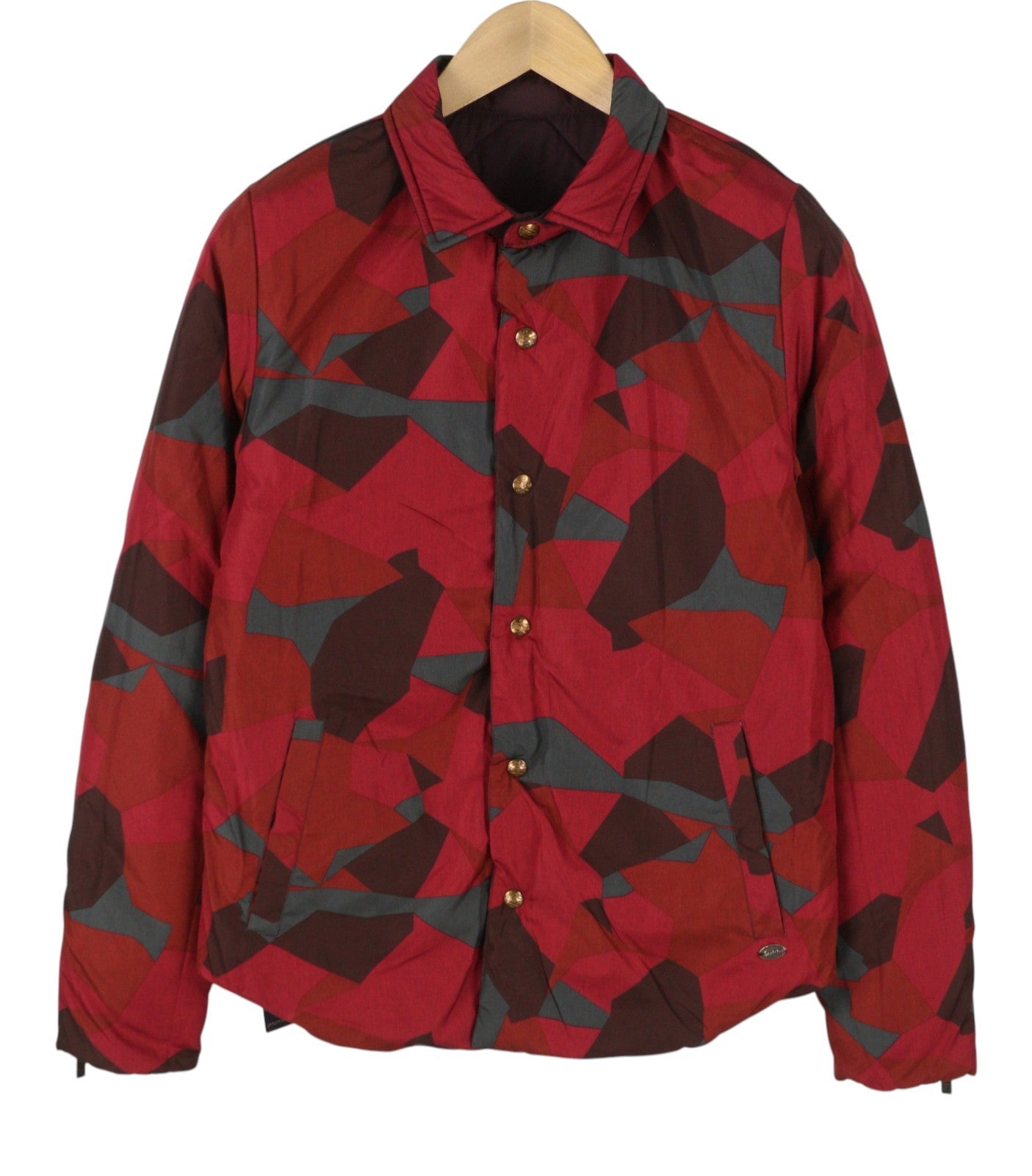 Scotch & Soda Men Jacketburgundy mönstrade vadderade vadderade tryckknappar