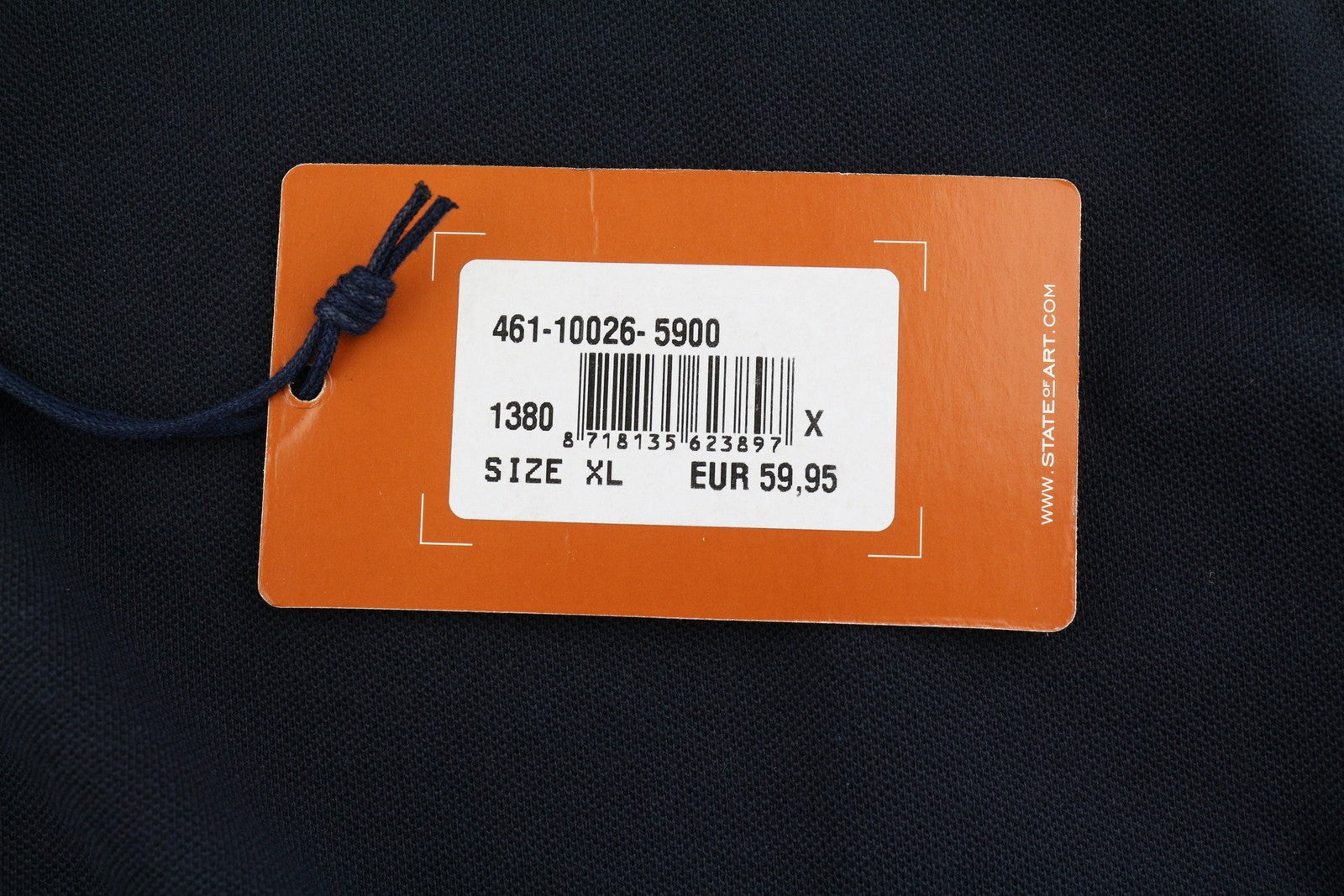 State Of Art Herren-Poloshirt aus Baumwolle in Dunkelblau mit halben Knöpfen und kurzen Ärmeln