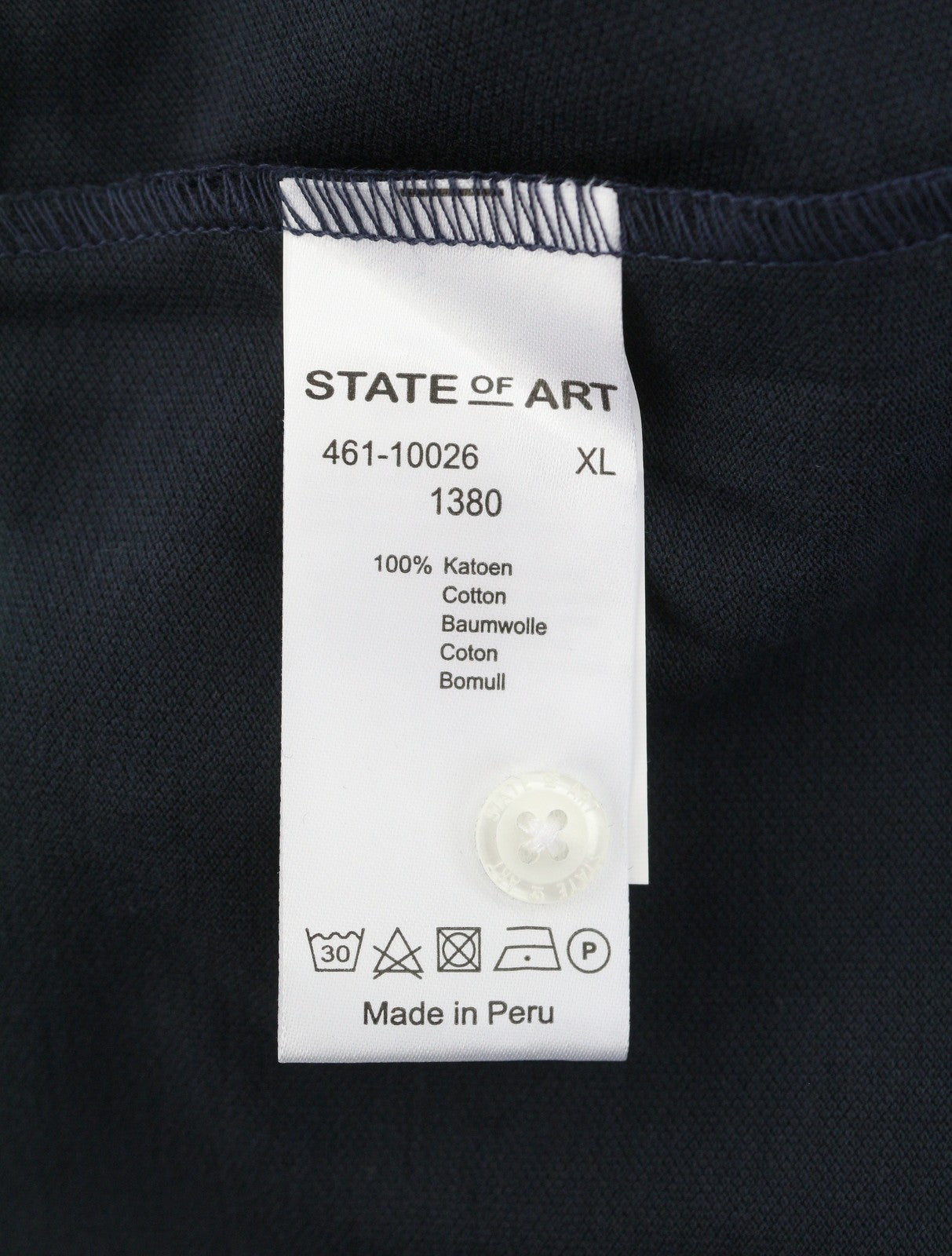 State Of Art Herren-Poloshirt aus Baumwolle in Dunkelblau mit halben Knöpfen und kurzen Ärmeln