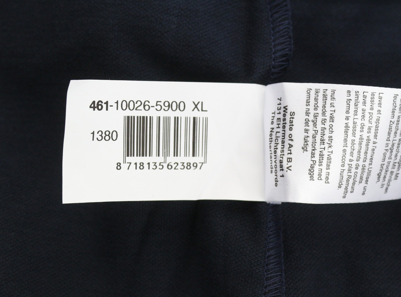State Of Art Herren-Poloshirt aus Baumwolle in Dunkelblau mit halben Knöpfen und kurzen Ärmeln