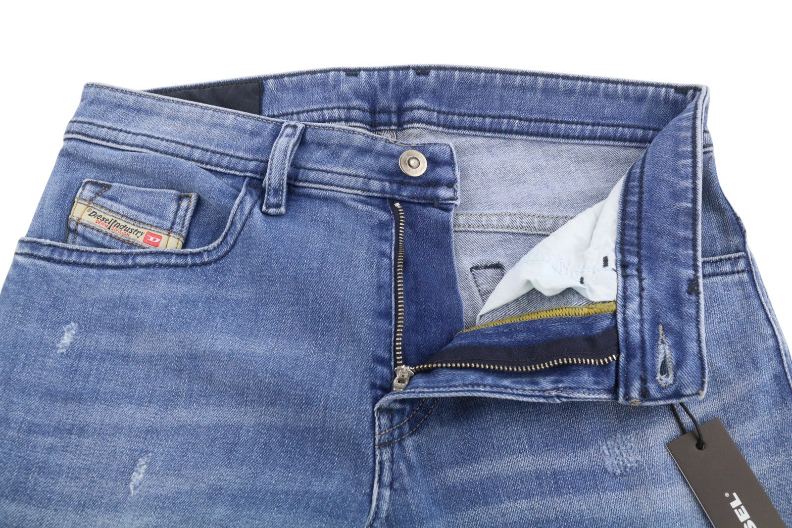 Diesel Thommer 083ax Men Jeansblue Whiskers Faded Distress Slim Fit