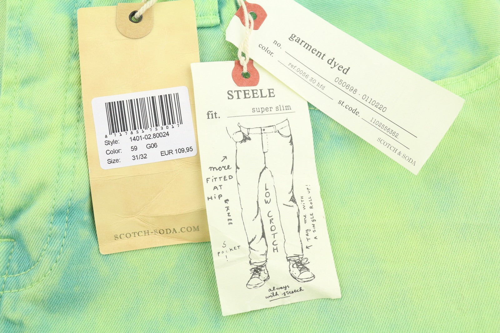Scotch & Soda Mænd Jeansgrøn Faded Garment Dyed Super Slim Fit