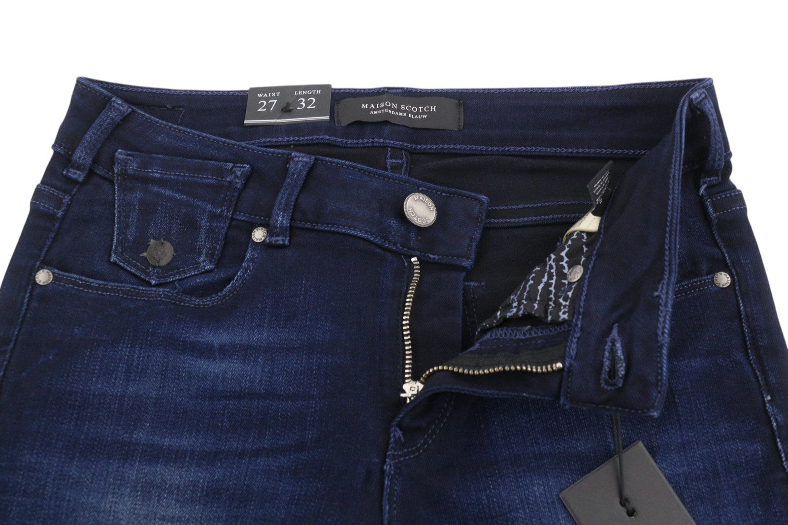 Maison Scotch La Parisienne Jeans da donna blu baffi sbiaditi vestibilità skinny