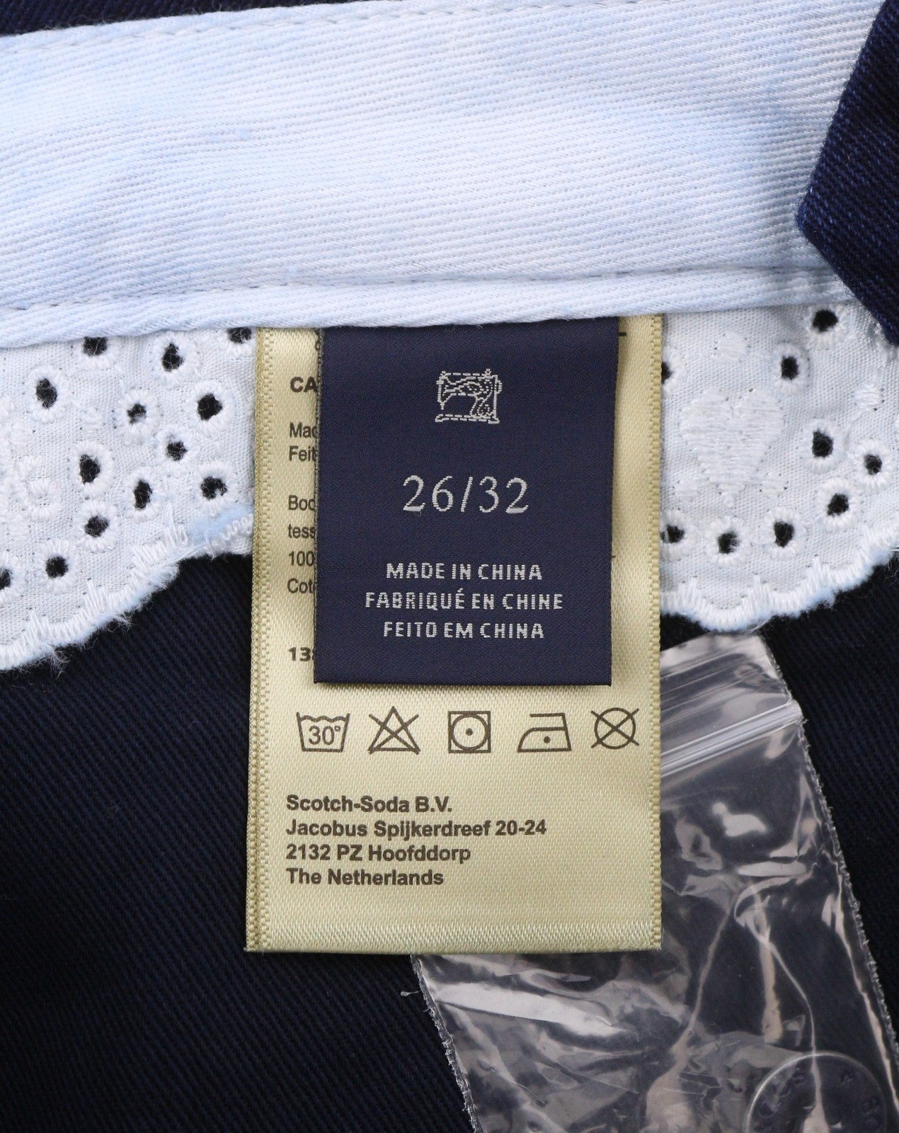 Scotch & Soda Femme Pantalon Bleu Foncé Court Plissé Revers Coupe Ample