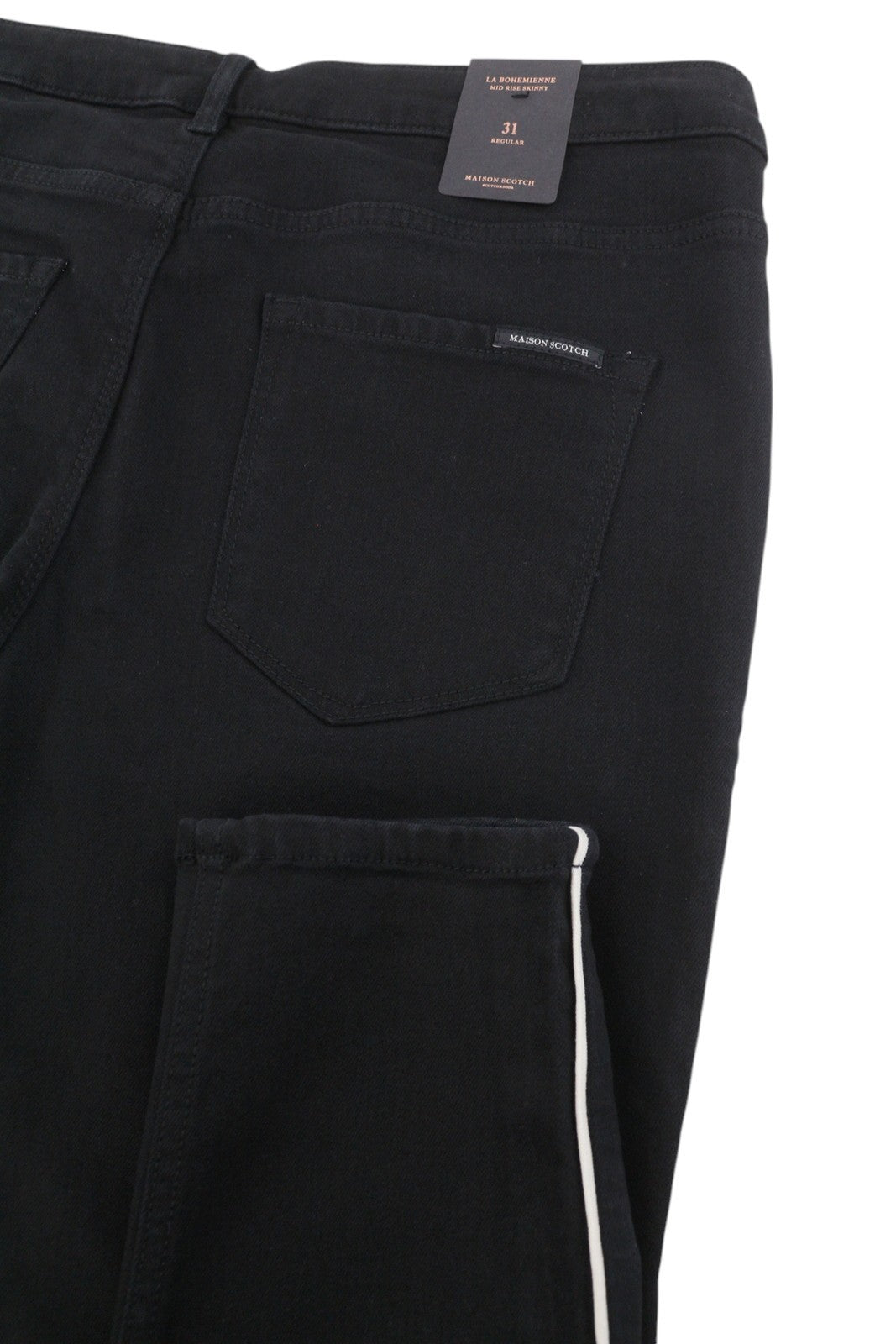 Maison Scotch La Bohemienne Pantaloni da donna neri a vita media skinny laterali
