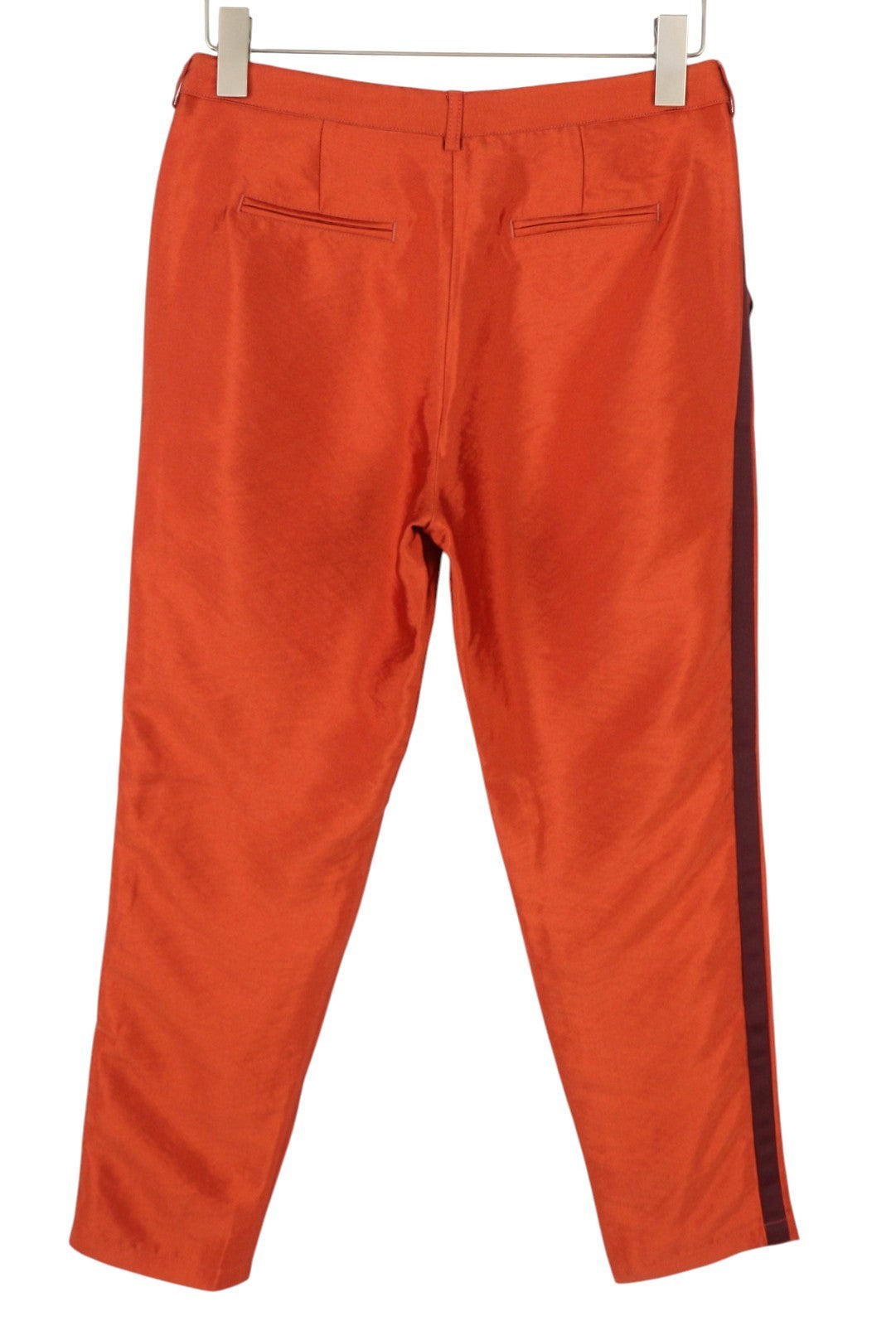 Maison Scotch Women Trousersorange Shiny Look Sideline Zip Fly Slim Fit