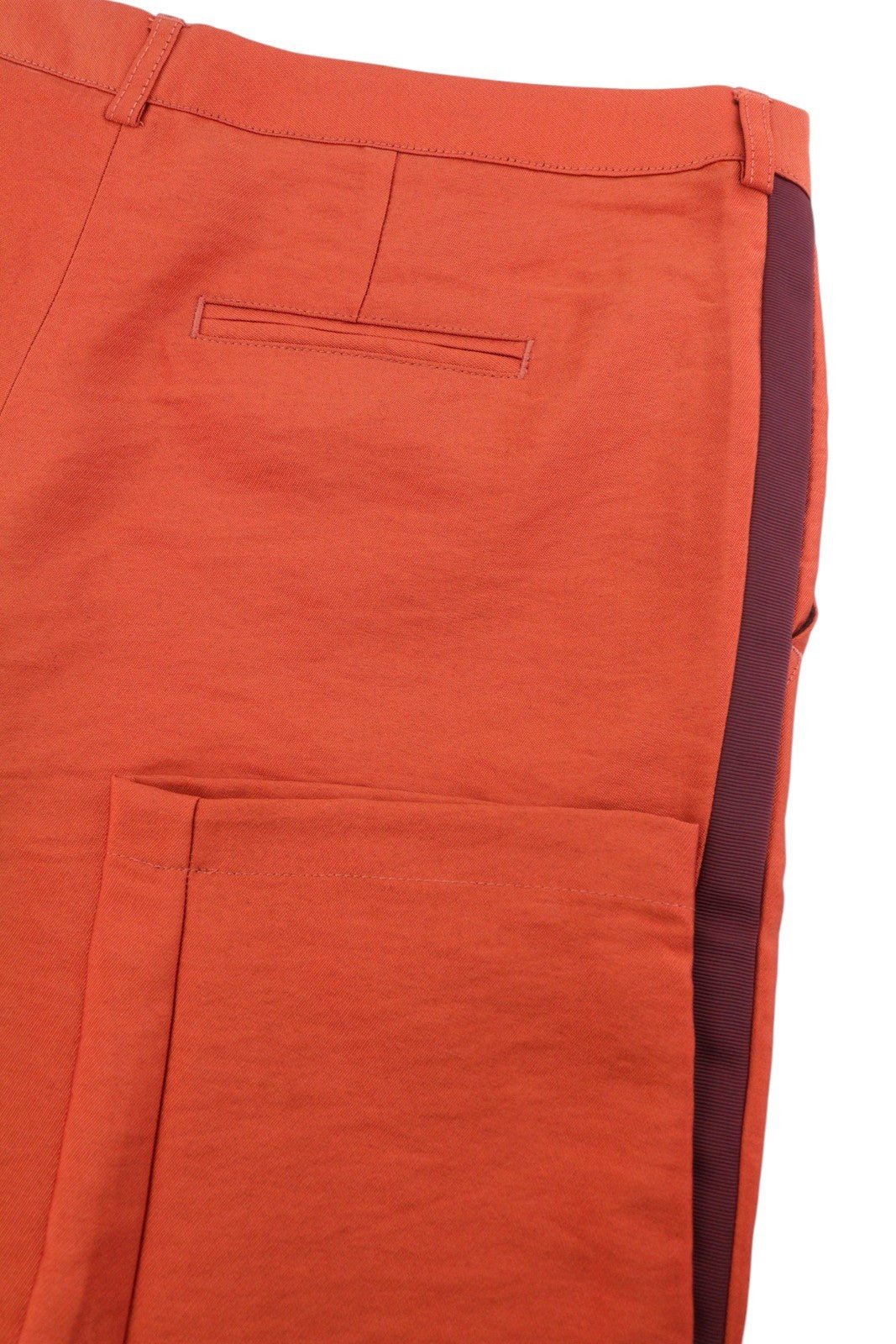 Maison Scotch Women Trousersorange Shiny Look Sideline Zip Fly Slim Fit