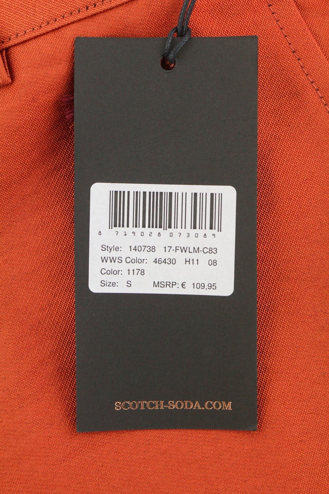 Maison Scotch Women Trousersorange Shiny Look Sideline Zip Fly Slim Fit