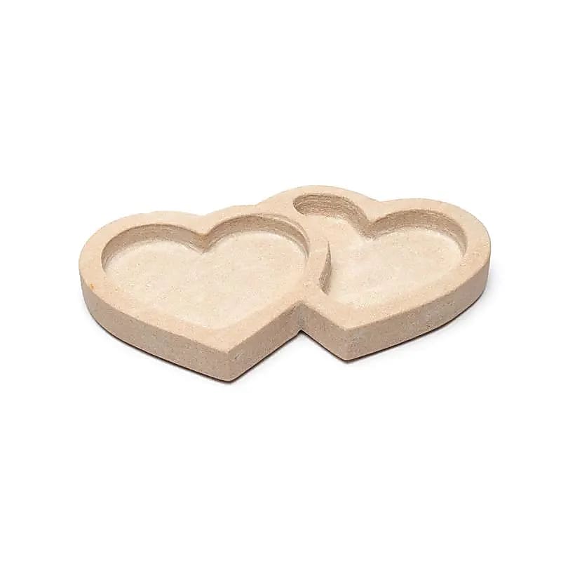 Bandeja de Arenito Rosa Coração Duplo -- 23x13x25 Cm - 23x13x2,5 Cm