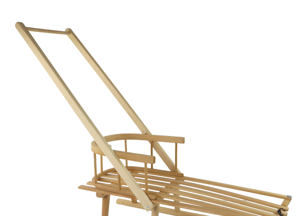 Sled With Backrest Wooden Pusher Wooden Handle