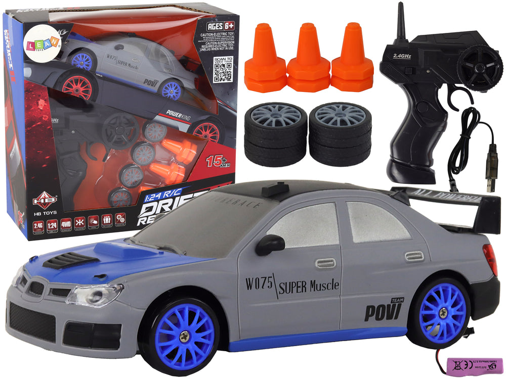 Remote Controlled Sports Car R/c 1:24 Gray Replaceable Wheels