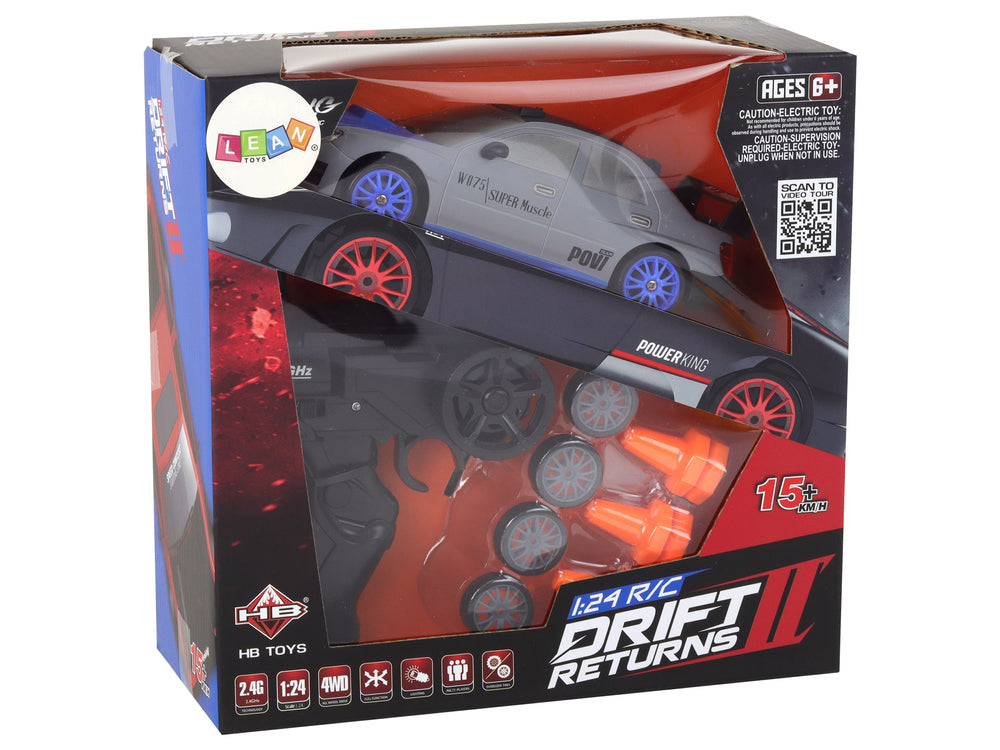 Remote Controlled Sports Car R/c 1:24 Gray Replaceable Wheels