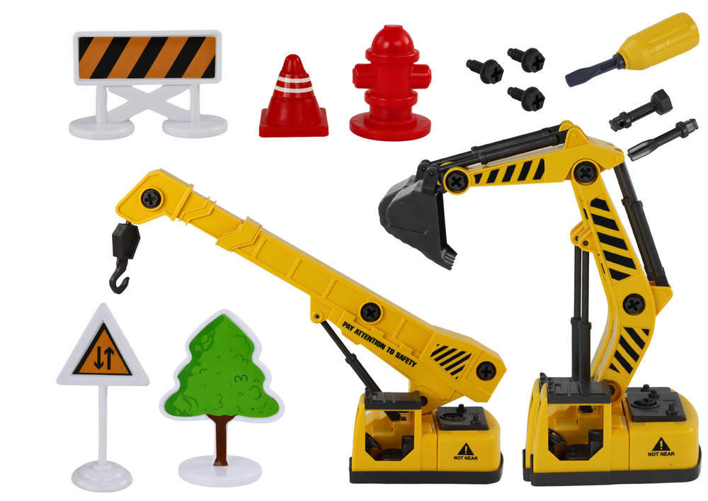 Construction Vehicles Sound Light 1:12 Diy Concrete Mixer Crane Excavator
