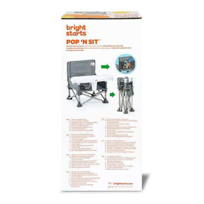Bright Starts Pop 'n Sit Portable Booster Seat - Gray