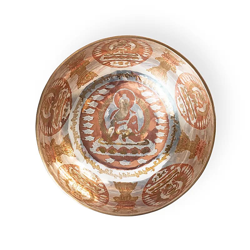 Silverplated Singing Bowl Buddha Shakyamuni - ±21cm; ±1100-1200g