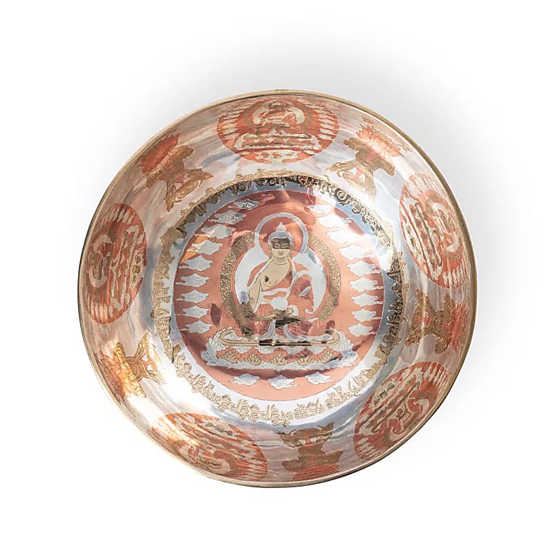 Bol chantant plaqué argent Bouddha de médecine - ±23 cm ; ±1500-1600g