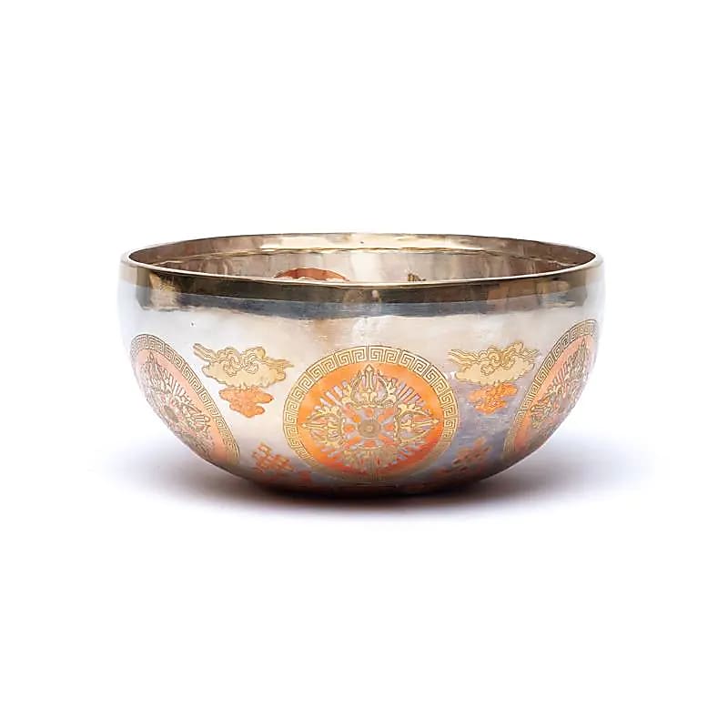 Bol cântător placat cu argint Tara verde - ±23cm; ±1350-1600g