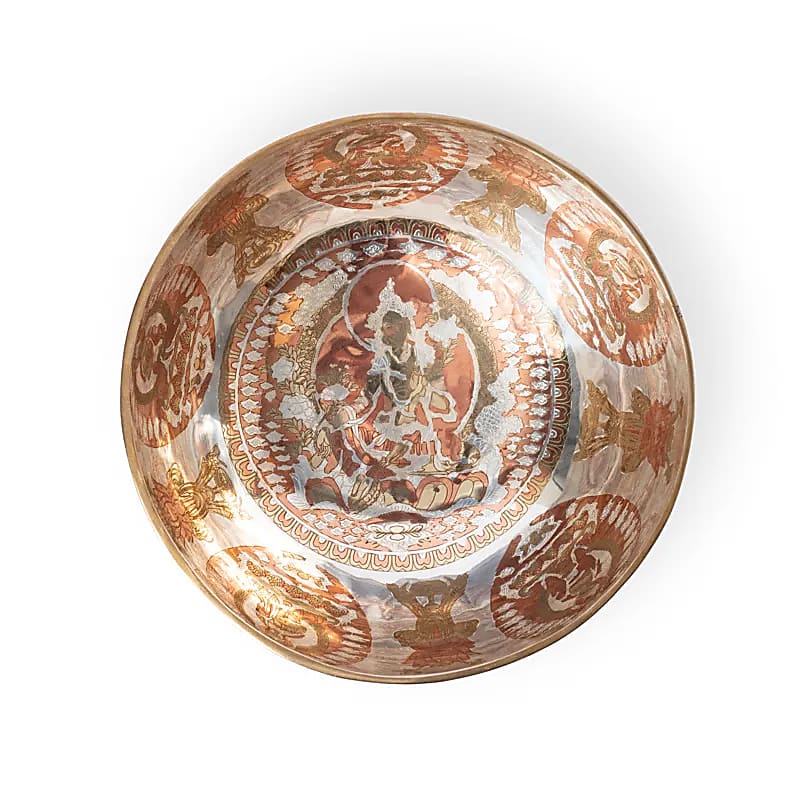 Bol cântător placat cu argint Tara verde - ±23cm; ±1350-1600g