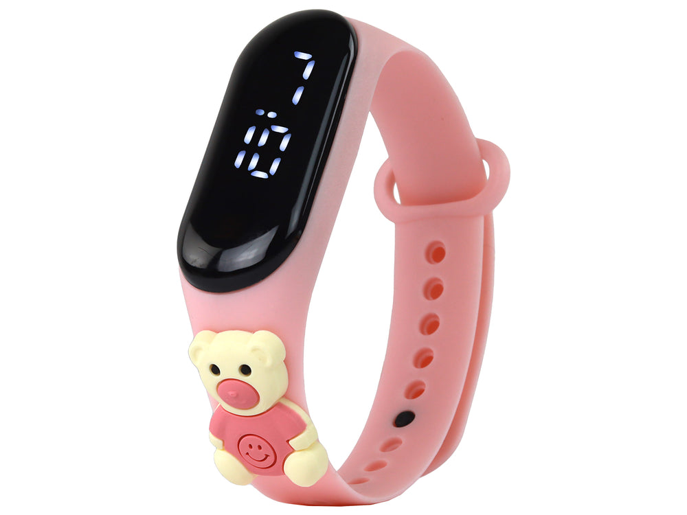 Ceas Roz Teddy Bear cu ecran tactil cu curea reglabilă