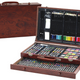 Art Set In Wooden Suitcase Crayons Pastels Paints