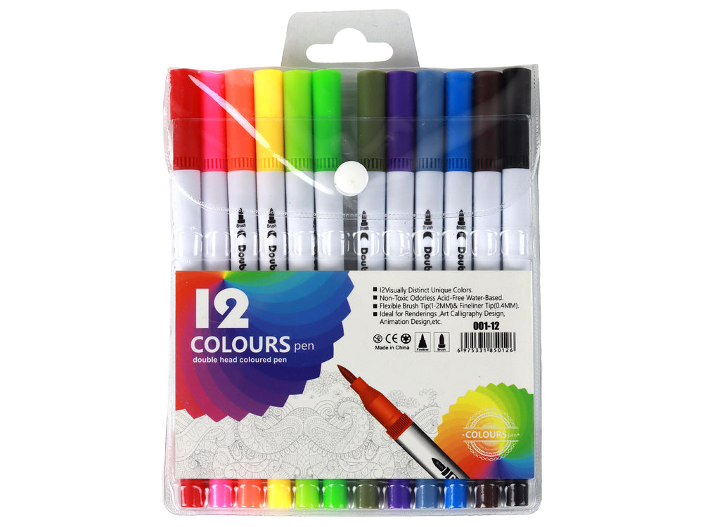 Set Of 12 Double-sided Markers In Different Colors In An Organizer