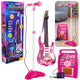 Pink Electric Guitar With Microphone And Amplifier