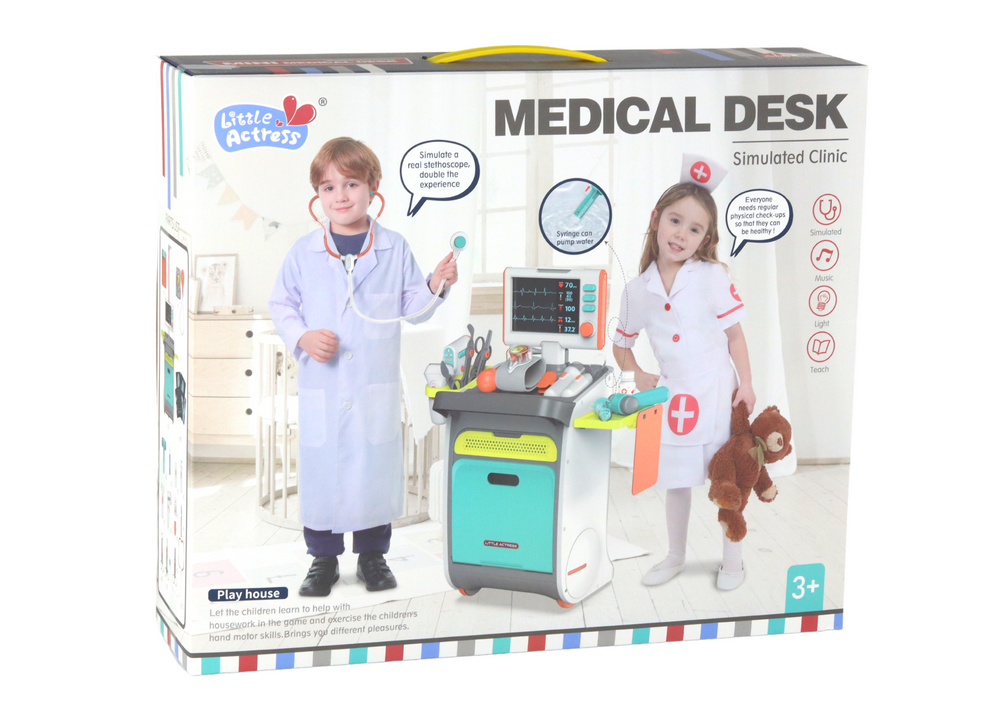 Little Doctor's Set Doctor's Trolley X-ray Ecg Accessories Lights Sound 36pcs.