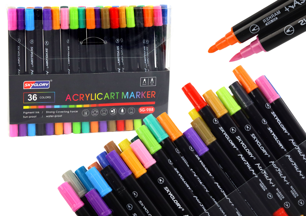 Set Of 36 Double-sided Markers For Ceramics Glass And Clothes