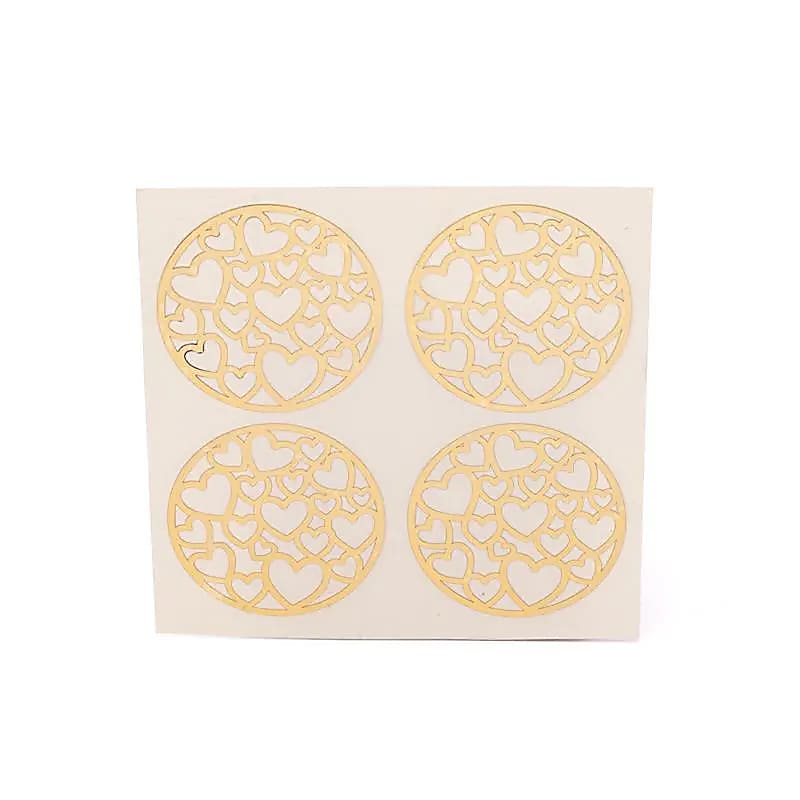 Metalldekal Hjärtan Guld 4x - 4cm Set med 2 st