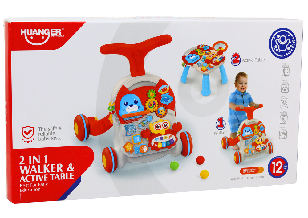 Push Toy Interactive Educational Table 2in1 Red