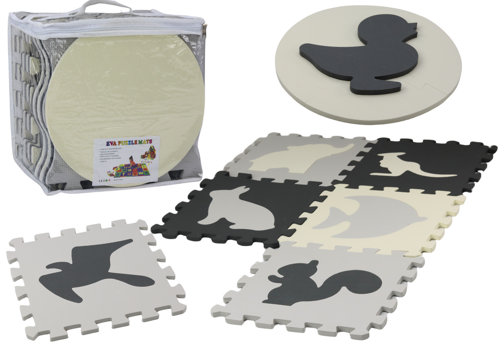 Soft Puzzle Mat Contrasting Educational Eva Foam Gray 28 Pieces.