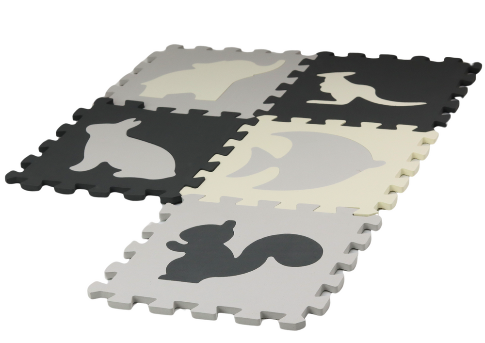 Soft Puzzle Mat Contrasting Educational Eva Foam Gray 28 Pieces.