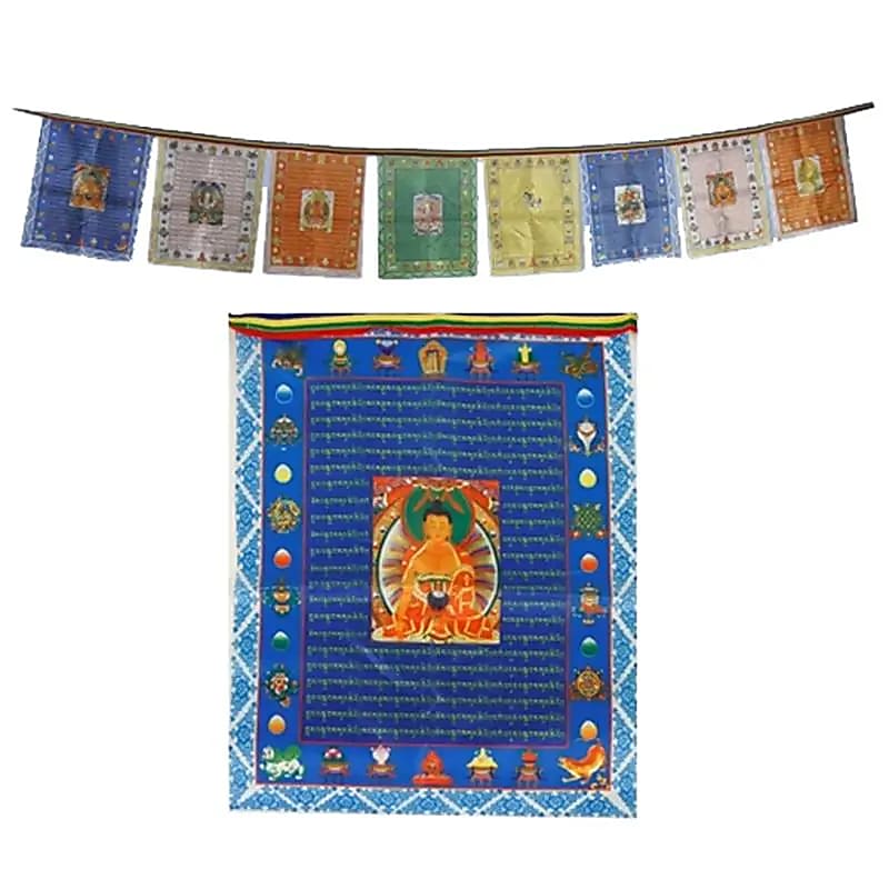 Bønneflag Buddhas streng på 10 - 28x35x300 cm