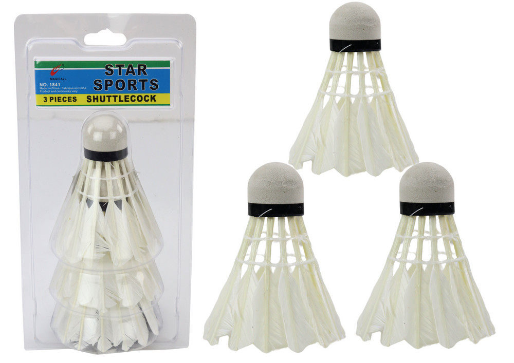Set Of 3 Badminton Feather Shuttlecocks