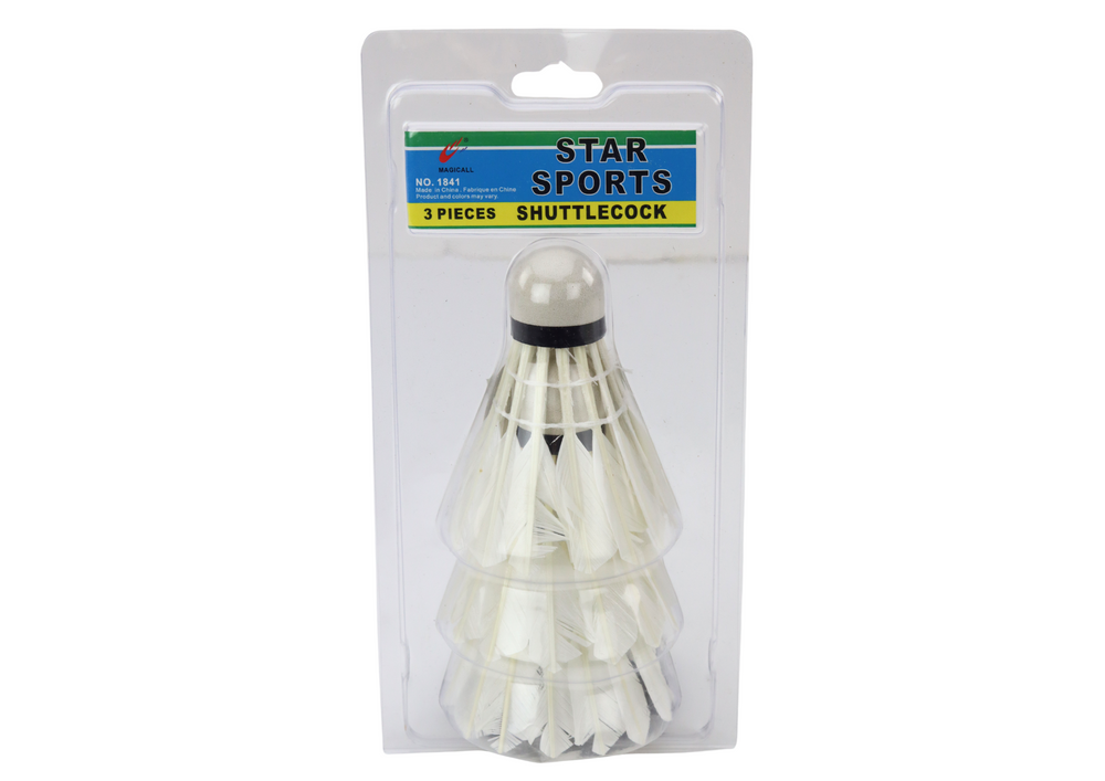 Set Of 3 Badminton Feather Shuttlecocks