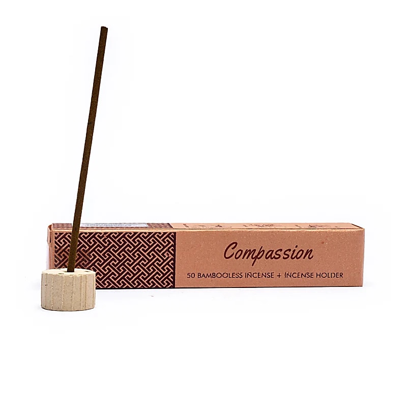 Incenso de ervas sem bambu com suporte Compassion - 34 G Pacote de 12 unidades