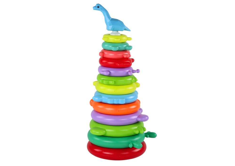 Giraffe Pyramid Puzzle 13 Circles Colorful 43cm X 18cm X 18cm
