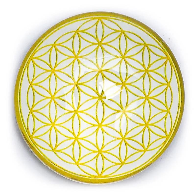 Magnetdekoration Blume des Lebens Goldfarbe – Packung mit 5 Stück – 4 cm
